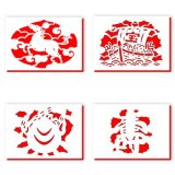 開運切り絵（吉祥宝来）　4枚セット（A3サイズ）