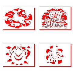 開運切り絵（吉祥宝来）　4種セット（A3サイズ）