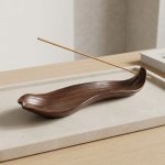 画像1: 香立て　葉【茶色・二ツ穴】 (1)