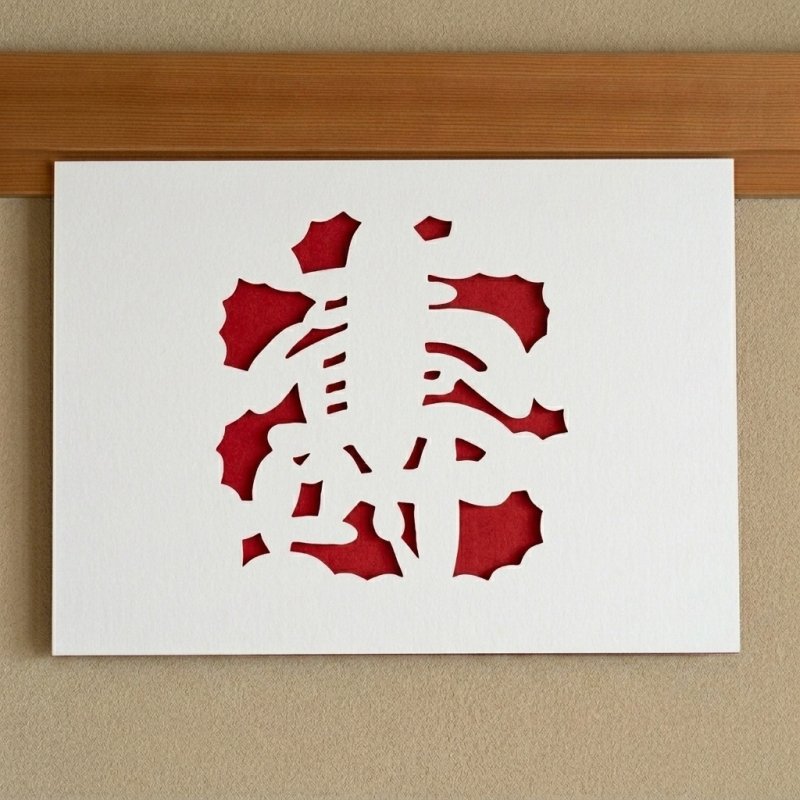 画像1: 壽【単品】　A3サイズ　開運切り絵（吉祥宝来） (1)