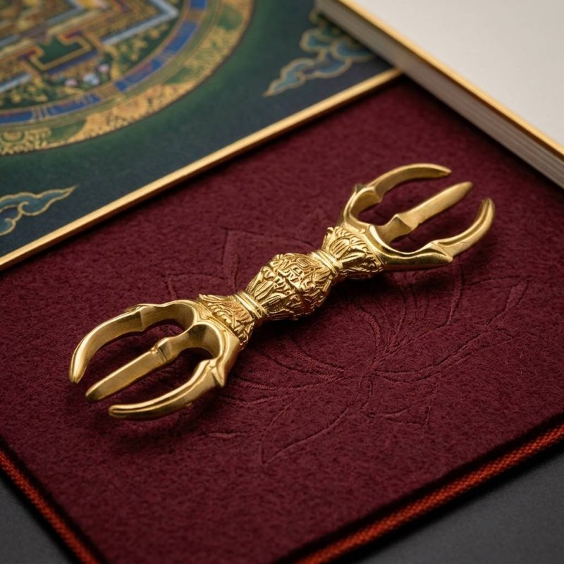 画像1: ミニ密教法具　三鈷杵（大80mm） (1)