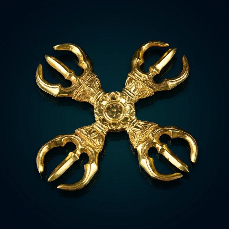 画像1: 密教法具　十字羯磨（10cm） (1)