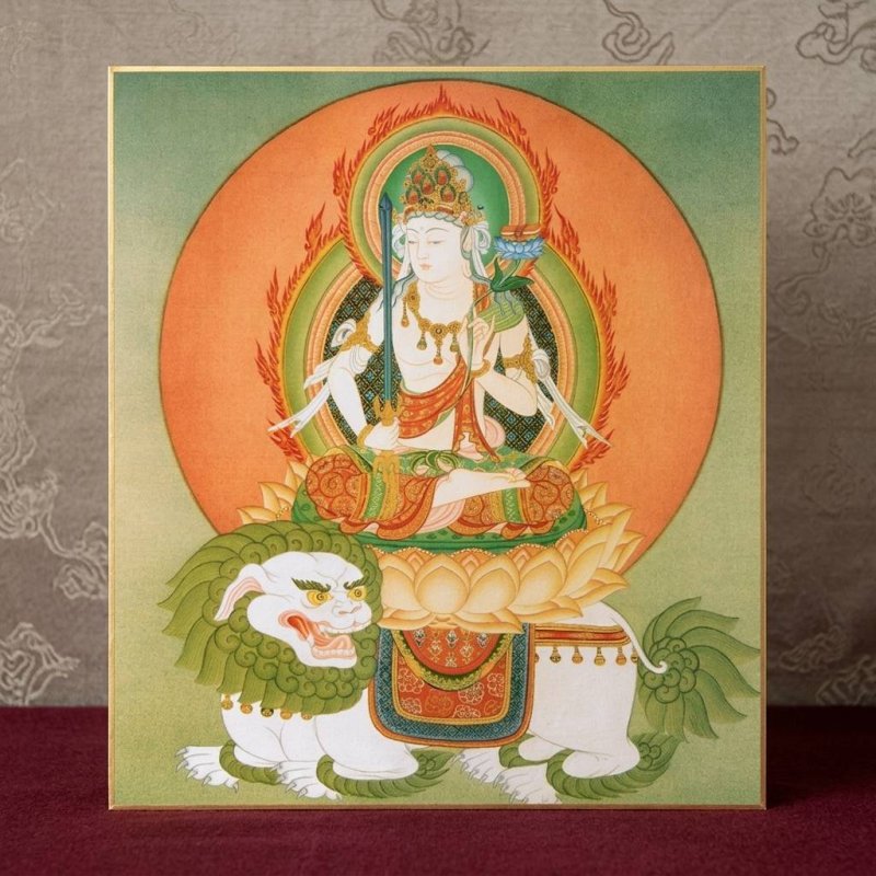 画像1: 仏画色紙　文殊菩薩 (1)