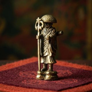弘法大師 立像 空海 お大師様　修行像 真言宗 高野山　仏教美術 秀雲作 弘法大師空海像 土人形 泥仏 検( 仏教美術 高野山 真言宗 密教 仏像
