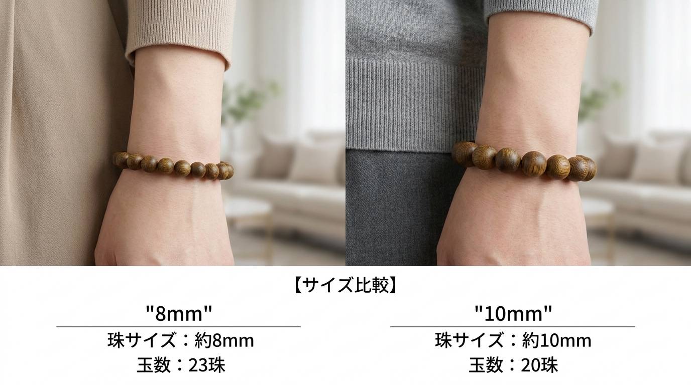 栽培伽羅の腕輪を着用した様子